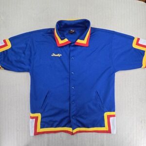 Brooklyn Xpress Jacket Mens XL Blue Short Sleeve Snap Front Varsity Streetwear